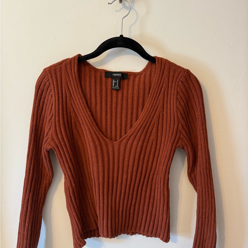 Forever 21 Rust Ribbed Knit Sweater
